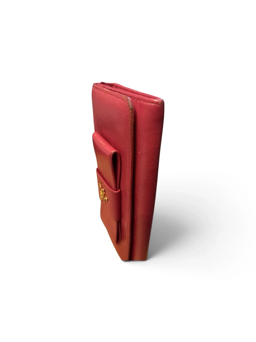 Pink Prada Saffiano Fiocco Ribbon Flap long wallet Preowned